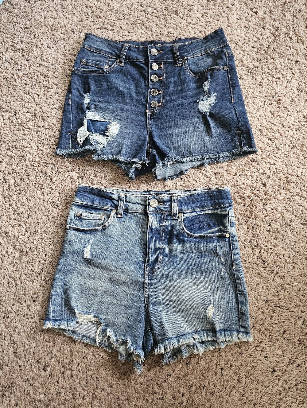 💙 2 Pairs Indigo Rein Distressed Denim Shorts - Dark & Light Blue